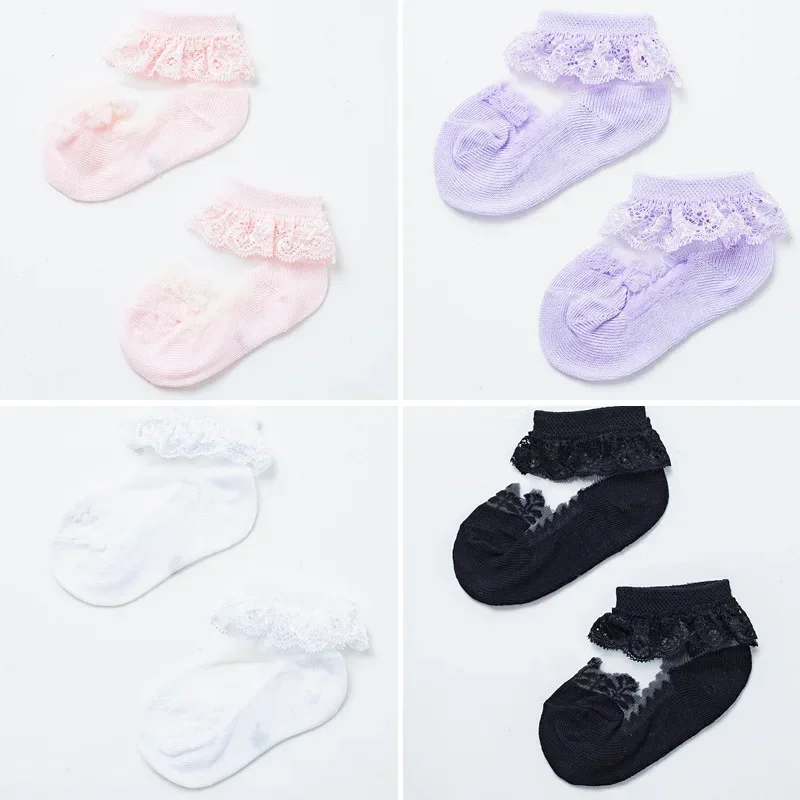 1 Pair Summer Baby Sock Ins Simplicity Korean Solid Color Ruffle Sock for Toddler Girl Cotton Thin Mesh Breathable Kids Sock