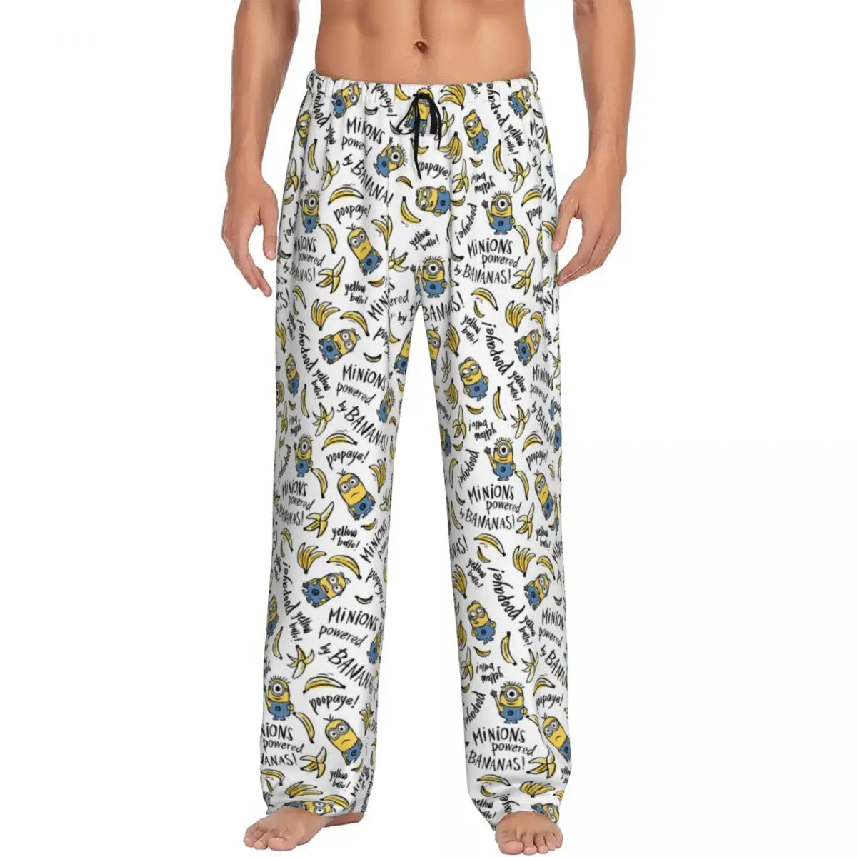 Custom M-Minions Powered By Bananas Pajama Pants Men New Anime Sleepwear Lounge Sleep Bottoms Stretch with Pockets