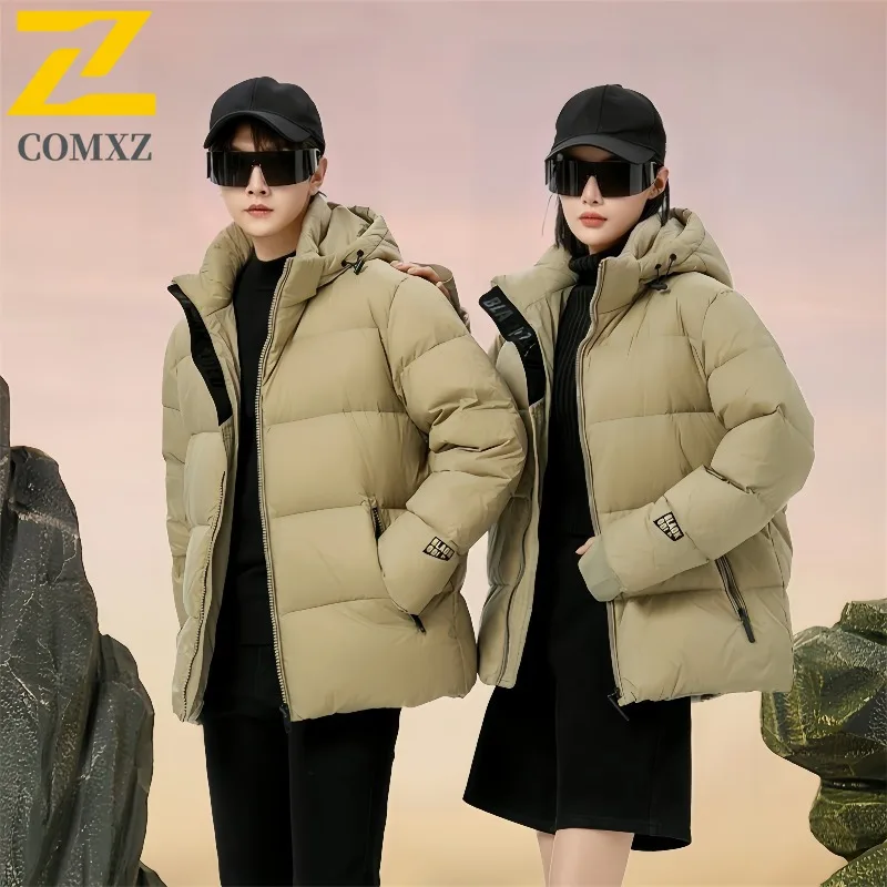 

COMXZ 2025 Winter Couple Graphene Diamond Black Gold Down Jacket Thickened Warm Trendy Casual Waterproof Coat with Bag