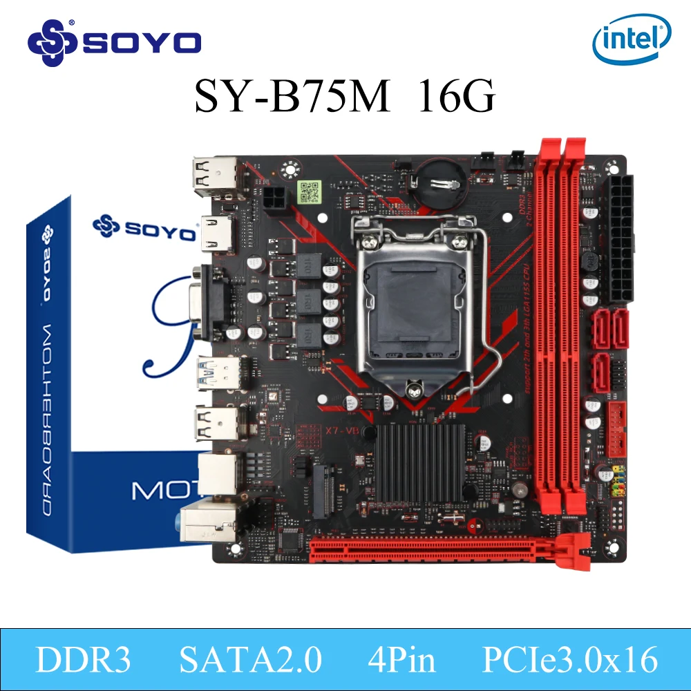 SOYO B75M DDR3-AX Motherboard set with Intel 2nd 3rd Generation xeon LGA1155 Socket   Computer components Game kit Mainboard