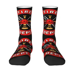 Firefighter Department Logo Dress Socks Men Women Warm Fashion Fireman Fire Rescue Crew Socks