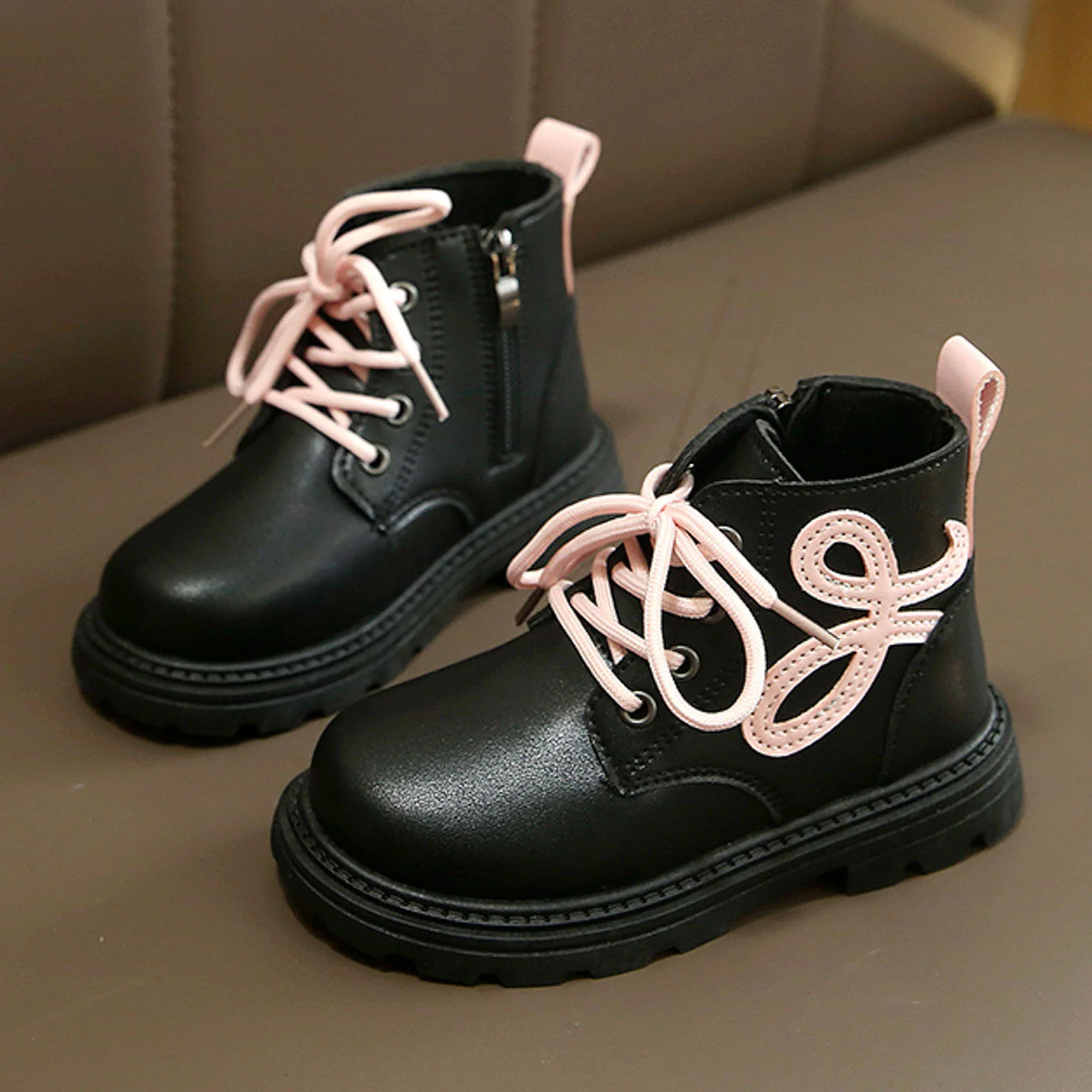 

Girls Lace up Boots Girls Childrens Stylish Leather Boots Soft Bottom Short Boots Girls Single Boots Cow Girl Boots Girls