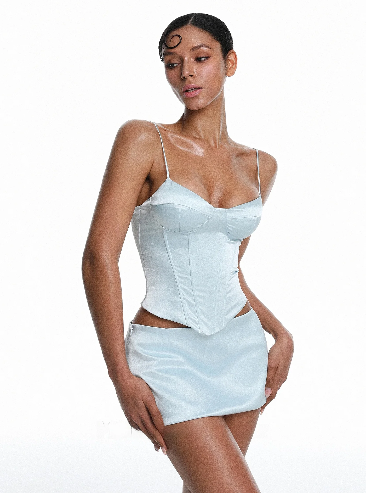 

Pure Desire Lace Trim Satin Wrap Dress with Adjustable Straps Sexy Lady Style Two Piece Set Spring Fashion Women's Clothing