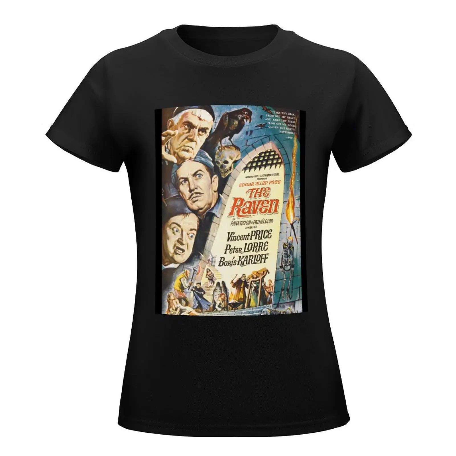 The Raven - Vincent Price, Boris Karloff, Peter Lorre. T-Shirt lady clothes Aesthetic clothing plus size tops t shirt for Women