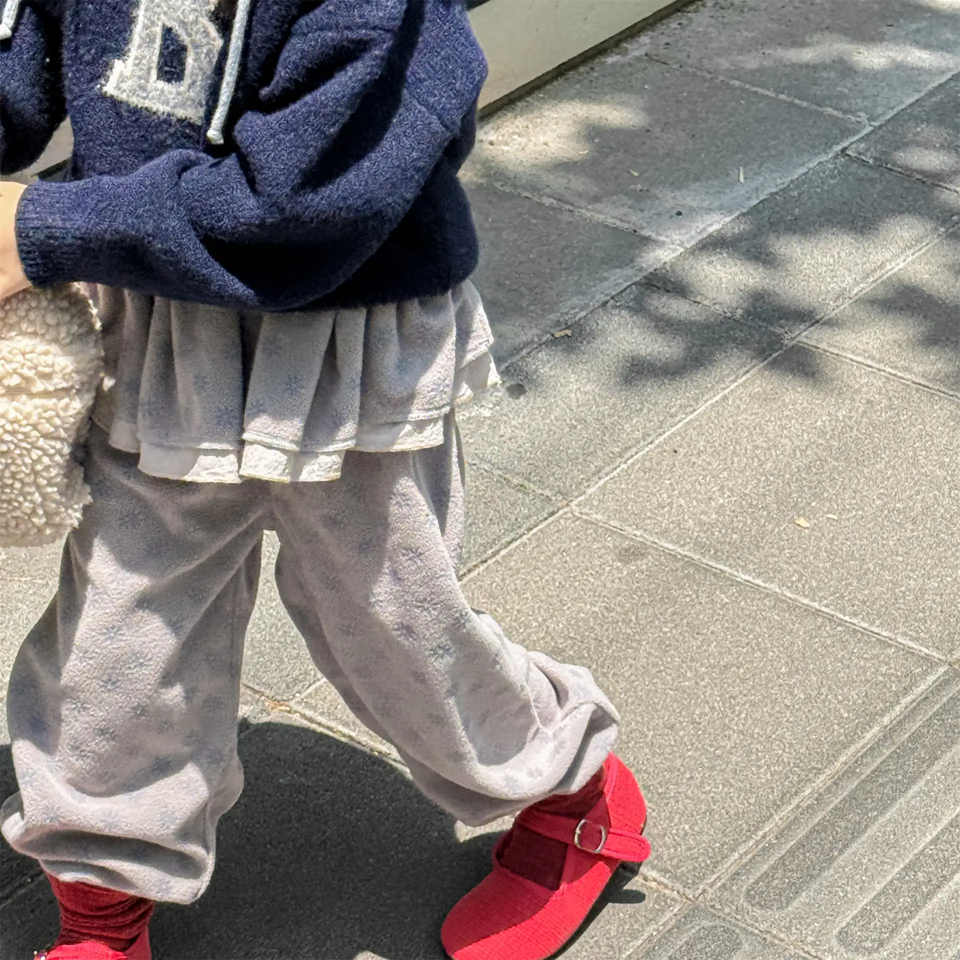 

2025 Winter New Children Casual Pants Cotton Girls Floral Trousers Baby Warm Pants Kids Fleece Sweat Pants Toddler Clothes