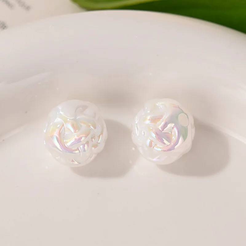 10Pcs Acrylic Yarn Ball Beads, Through Hole Loose Beads for DIY Phone Chain, Pen, Keychain Pendant Jewelry Making Accessories view 4