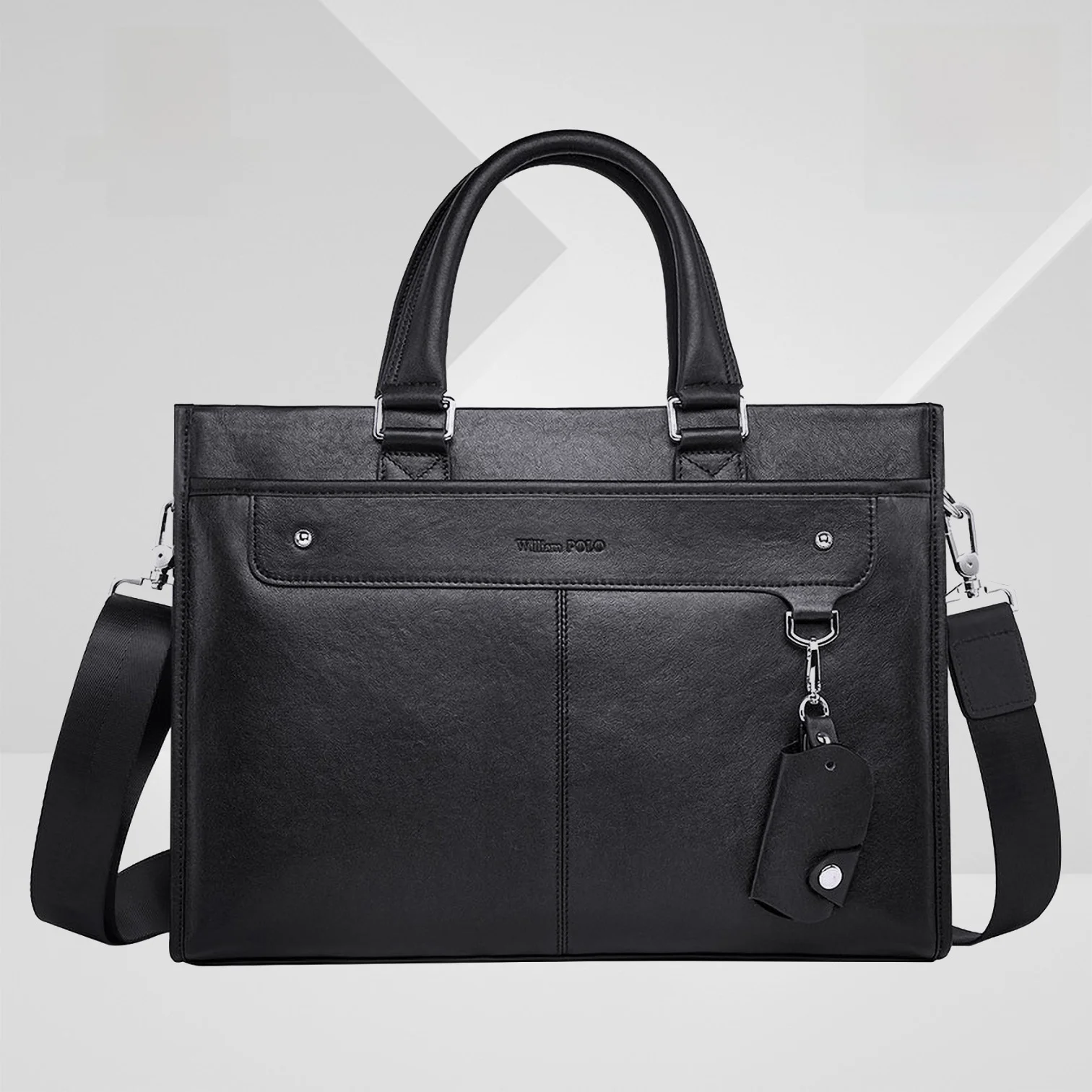 

Мужская деловая сумка-портфель из натуральной кожи, из воловьей кожи высшего слоя, новинка 2025 года, молодежная, большая вместимость, на молнии