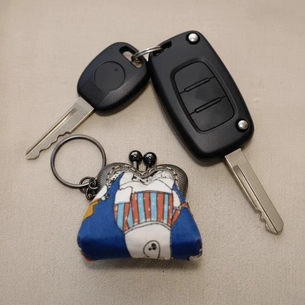 

Сумка-кошелек для монет с вышивкой, маленькая утолщенная хлопковая мини-сумочка из полиэстера с кольцом для ключей, защита от потери, для девочек