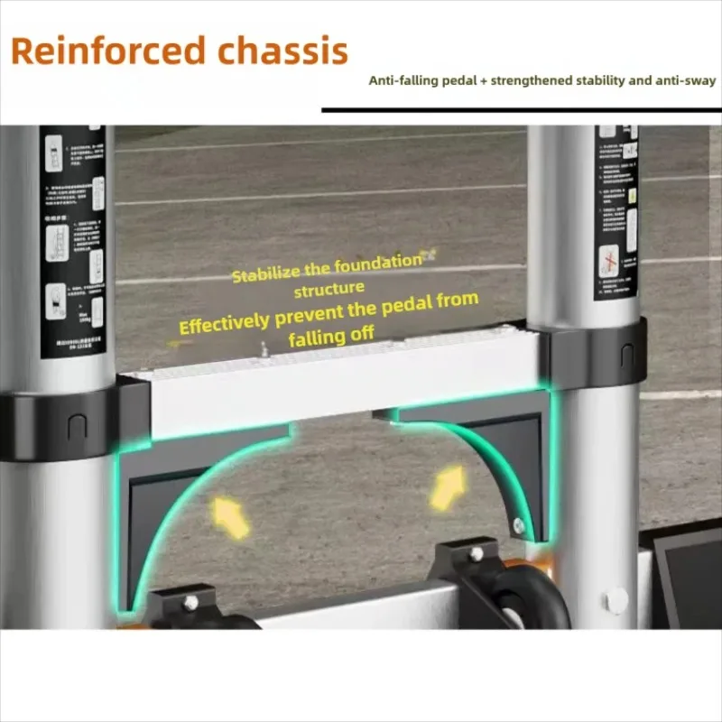 5-8 متر سلم متداخل الأجزاء الثقيلة سبائك الألومنيوم على السطح سلم تلسكوبي المحمولة العلية سلم مع السنانير سعة 150 كجم