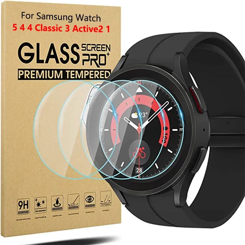 Para samsung galaxy watch 7 6 5 4 4clássico ativo 2 watch 3 40/41/42/44/45/46mm filme de vidro temperado hd protetor de tela transparente