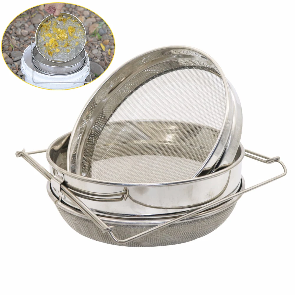 

1PCS Double-layer Stainless Steel Filter Nylon Honey Strainer Sieve Honeycomb Adjustable