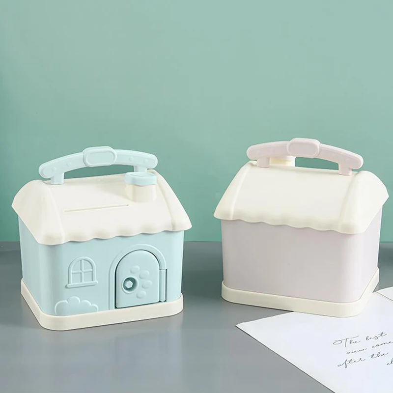 1 Juego de regalo de Navidad y Año Nuevo para niños, hucha bonita para casa pequeña, cajas de dinero cuadradas de dibujos animados de Anime, hucha con cerradura y llave