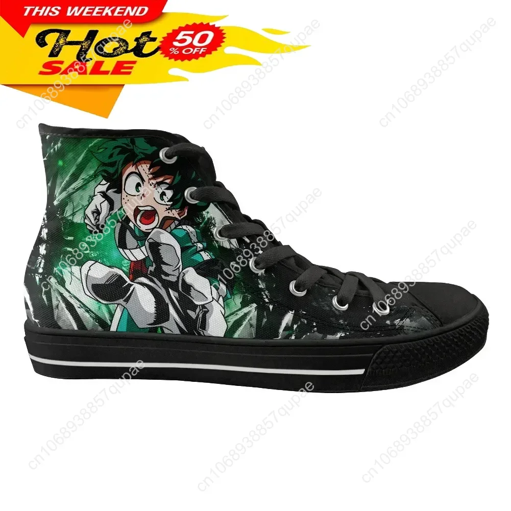 My Hero Academia Printing Vulcanized Shoes Men Canvas High Top Flats Shoes Anime みどりや いずく Students Boys Casual Shoes