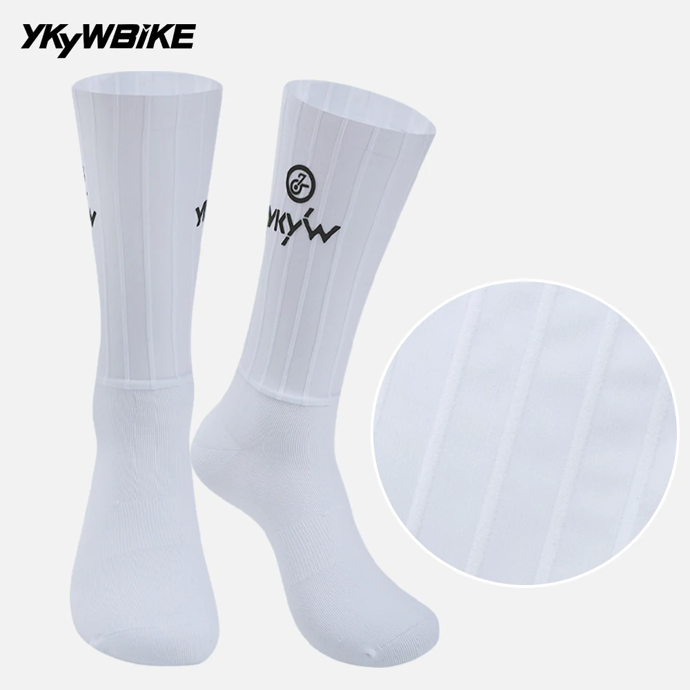 

YKYWBIKE 2025 Cycling Socks Pro Racing Reflective Wider Aerodynamic 3D Stripe Sports Socks Road Bike Bicycle MTB Socks Outdoors
