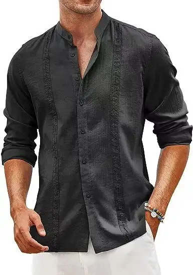 Cotton Linen Shirt for Men 2026 Summer Beach Style Solid Color Single Breasted Breathable Shirts Lightweight Stylish Button Tops
