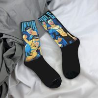 Invincible Cartoon Comic Mark Grayson Theme Design Crew Socks Accessories for Party Wear Breathable  Sock