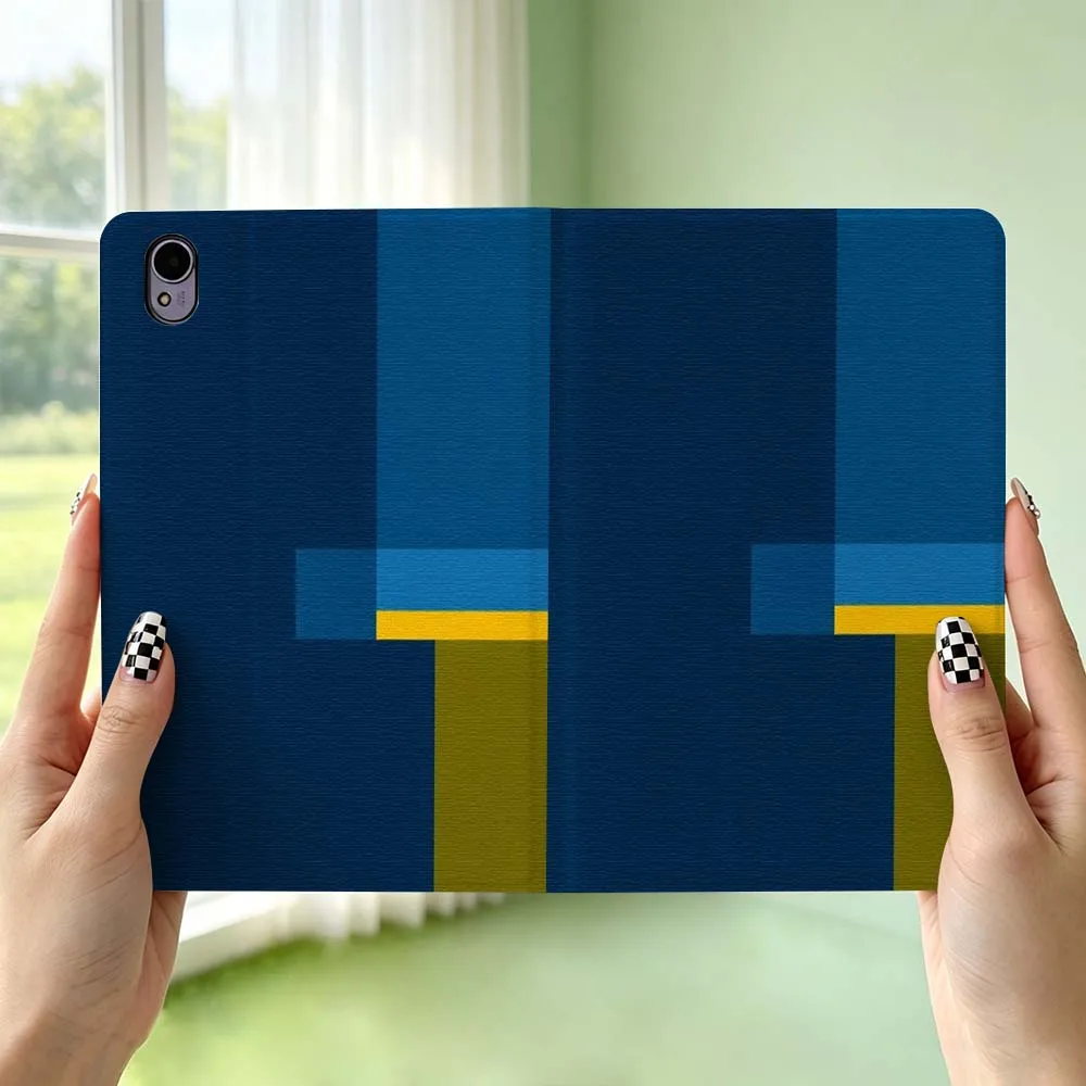 Abstract Blue Block Pen Tray For Huawei MediaPad MatePad Honor Pro V6 9 V8 X9 X 10 13.3 12.3 11 11.5 Inch Tablet Case