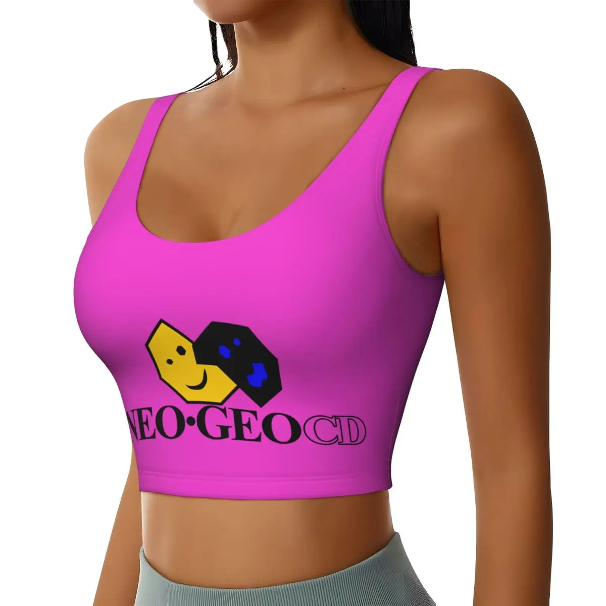 Custom High Impact Neo Geo Logo Sports Bra for Women Neogeo Arcade Game Gym Workout Yoga Crop Top