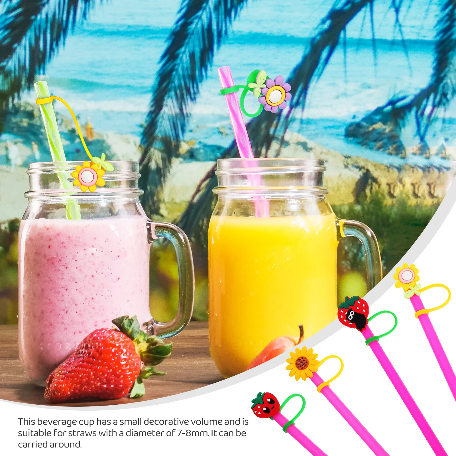 

10 шт. силиконовые соломенные пылезащитные чехлы многоразовые стаканы с рисунком черепа из ПВХ, декоративные детские вечерние соломенные чехлы, кепка