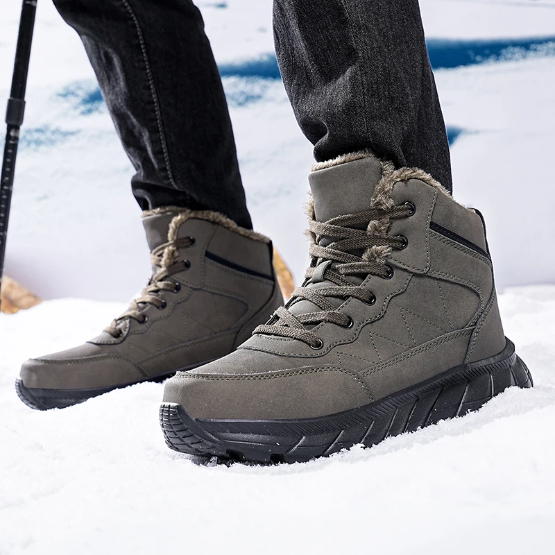 Men Winter Snow Boots for Waterproof Leather Sneakers Super Warm Men\'s Boots Outdoor Male Hiking Boots Work Shoes 2024 New