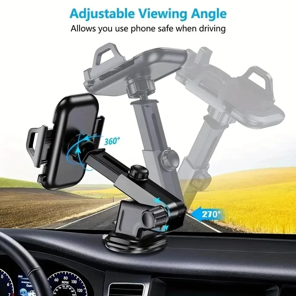 Car Phone Holder Car Dashboard Windshield Suction Cup Holder Universal Phone Holder Air Outlet Clip Telescopic Phone Holder image 3