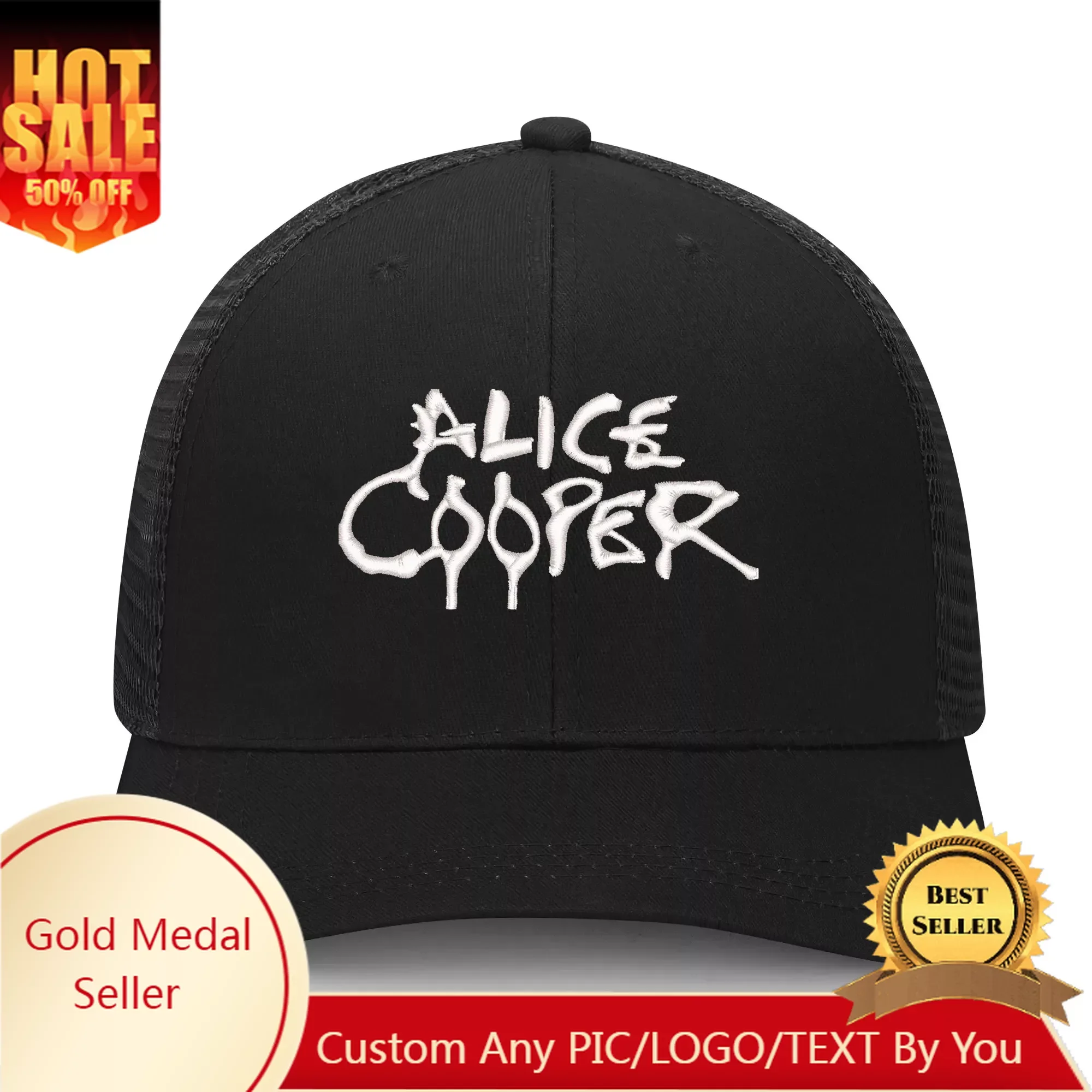 

Alice Cooper Godfather Of Shock Embroidery Hat Mens Womens Sports Baseball Hat Breathable Summer Headwear Custom Made Caps Logo