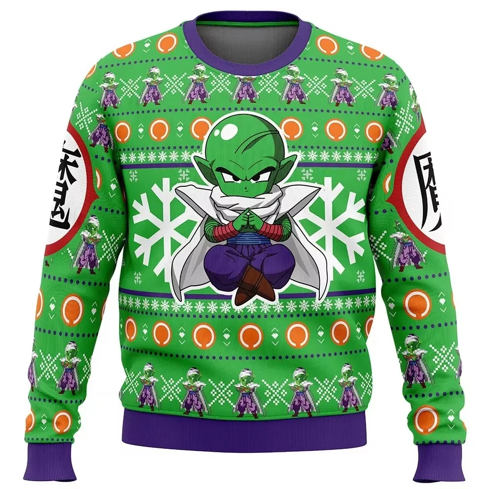 Anime Dragon Ball 3D Christmas Round Neck Hoodie Men Women Autumn Winter Warm Comfort Ugly Sweater Harajuku Family Matching