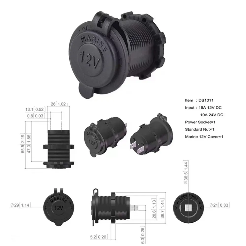 STTL ANHEART Marine Boat RV Car Accessories Caravan 12V DC Waterproof Power Socket