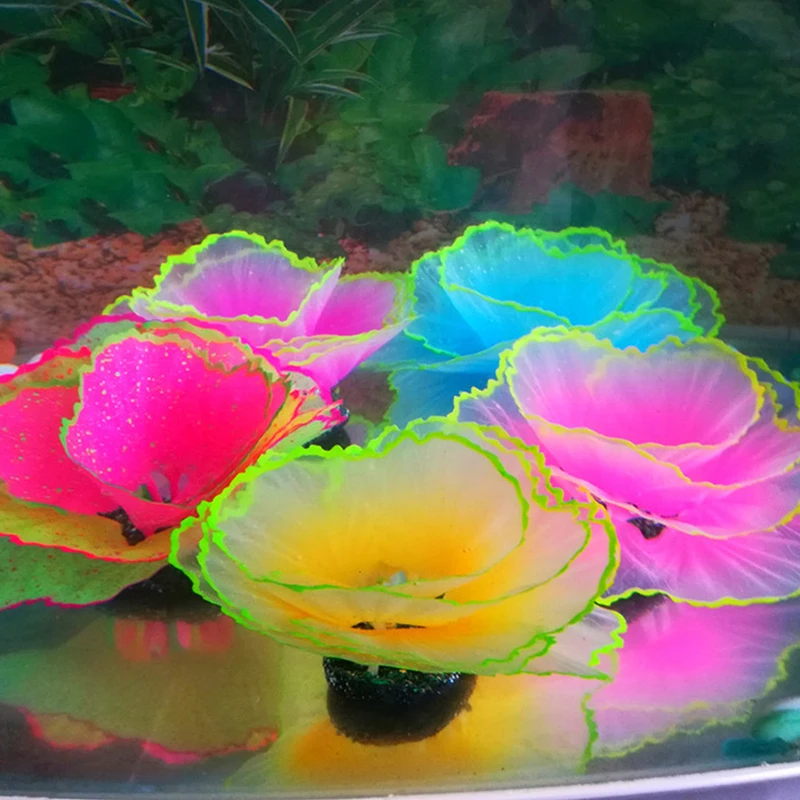 Fluorescent Aquarium Decoration Fish Tank Landscaping Coral Simulation Lettuce Aquarium Plants Ornament Underwater Fish Tank