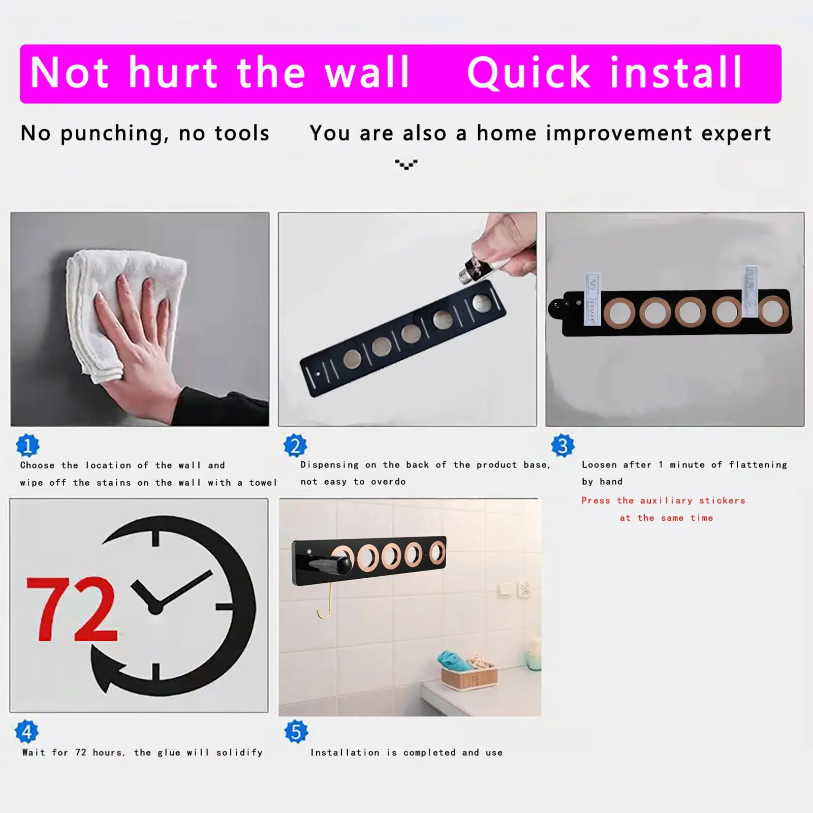 Wall Mount Hair Dryer Holder Bracket Hanger for Dyson Hair Dryers Power Plug