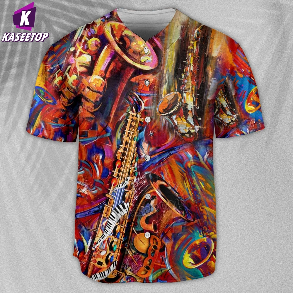 Saxophone Music To The Soul Men 3D Print Baseball Jersey Shirt Adult Summer Tee Shirt Mens Hip Hop Tops Tee Oversized Streetwear