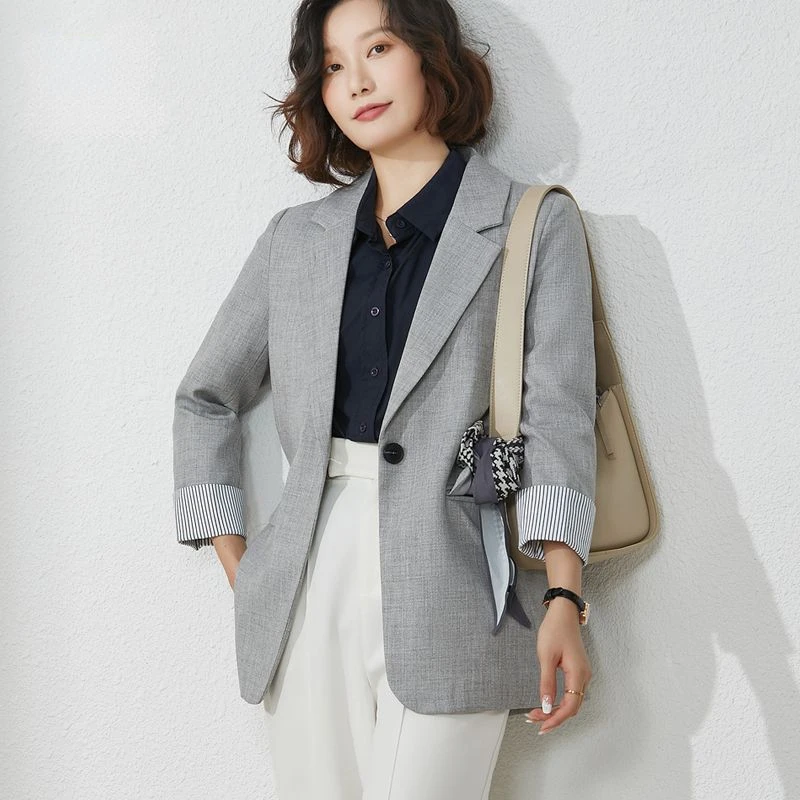 Casual Suit Jacket Women's Spring and Autumn Korean Version New Simple Fashion High-end Women's Suit Temperament Loose Coat Top