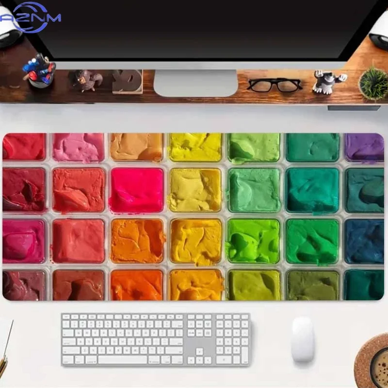 1pc Colorful Paint Pattern Mouse Pad - Non-Slip Rubber Base, Washable Desk Mat for Office & Gaming, Premium PC Accessories with