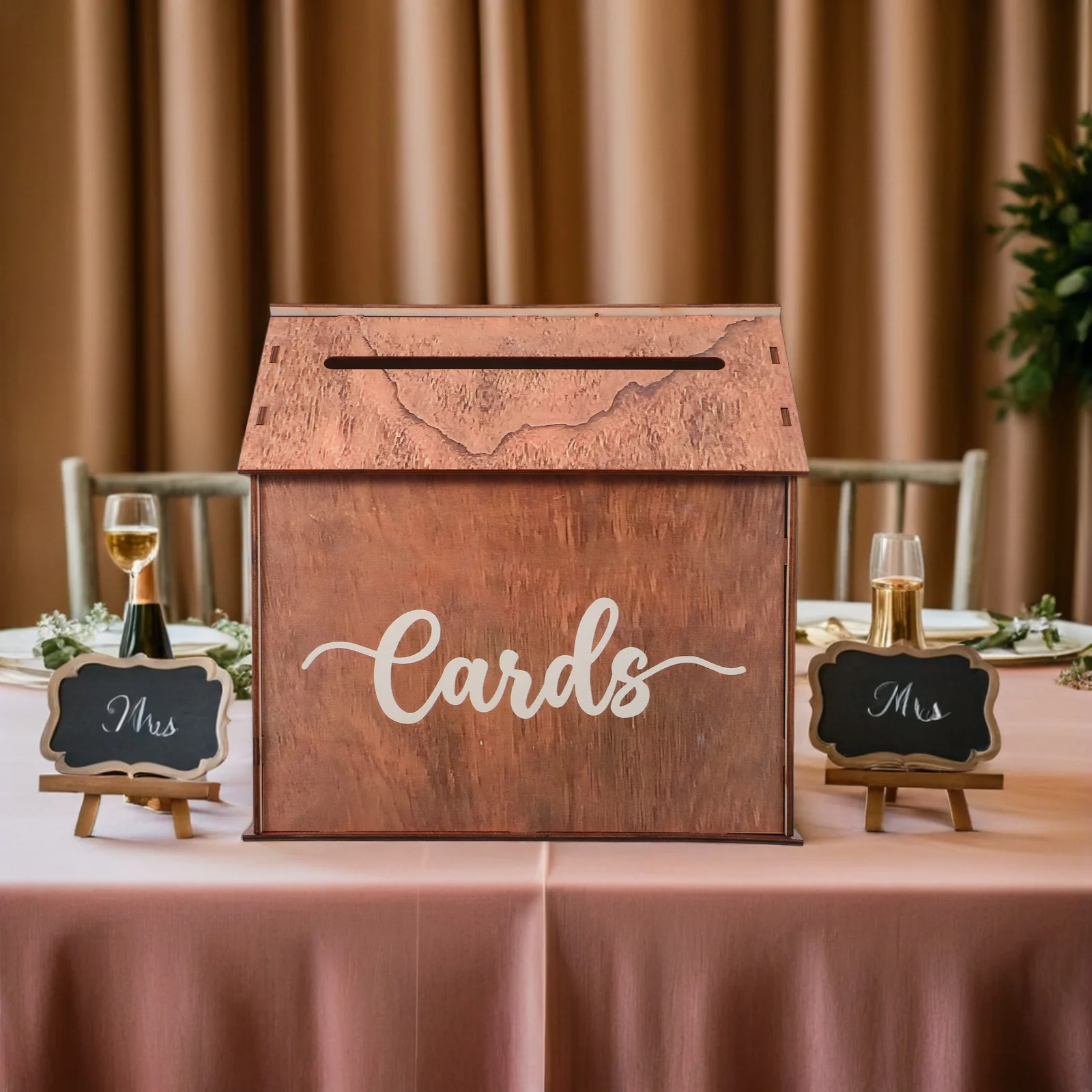 

Rustic Country Style Wooden Wedding Large Capacity Holds Envelopes Party Bridal Shower Anniversary Decorative Storage Wood For