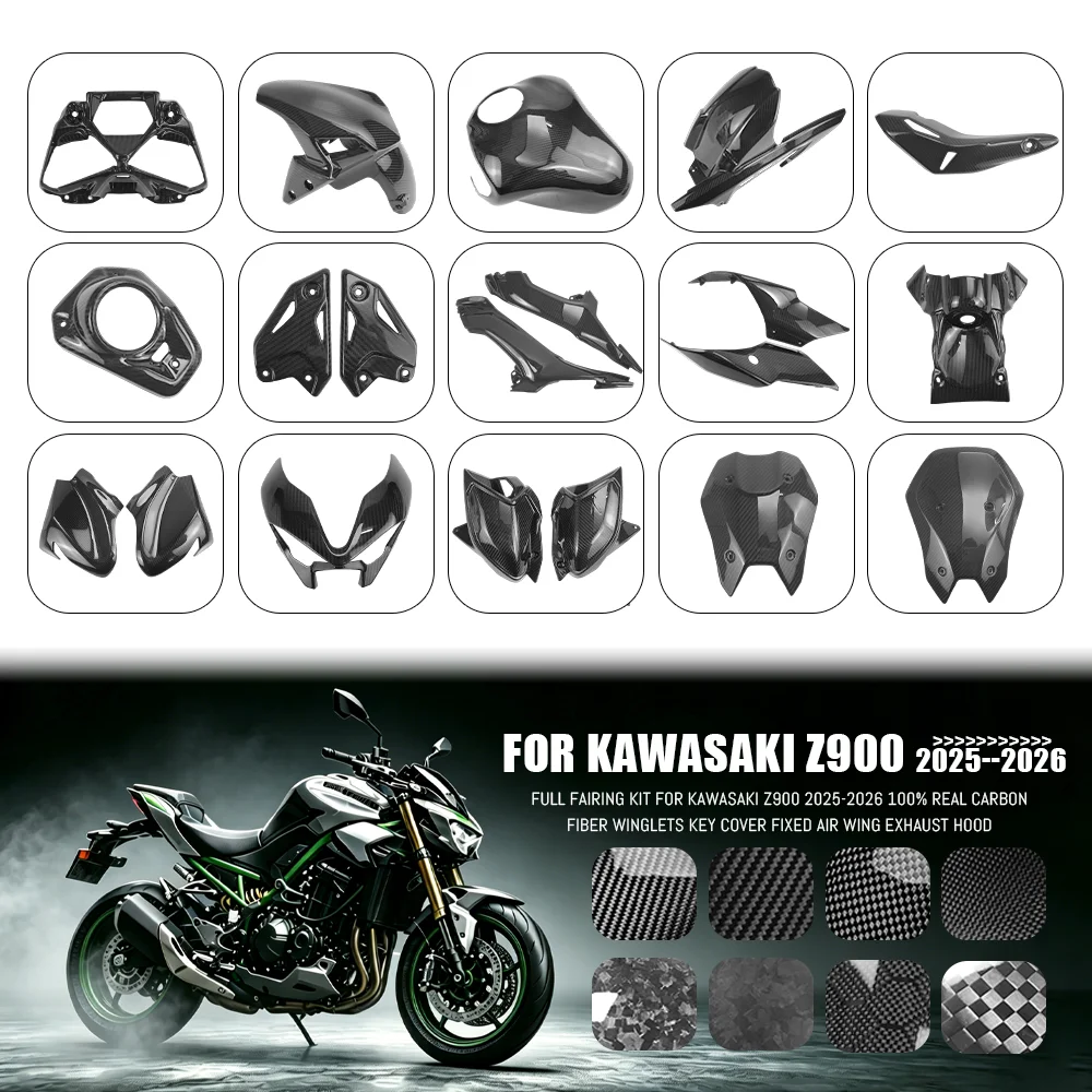 Per KAWASAKI Z900 Z900SE 2025 2026 Kit Carena Completo in Vera Fibra di Carbonio, Parafango Anteriore e Posteriore, Accessori Moto