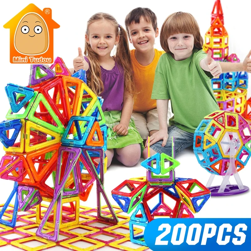 

Мини 200 шт-46 шт Магнитный конструктор игрушка для мальчиков и девочек магнитные строительные блоки Магнитные Развивающие игрушки для детей