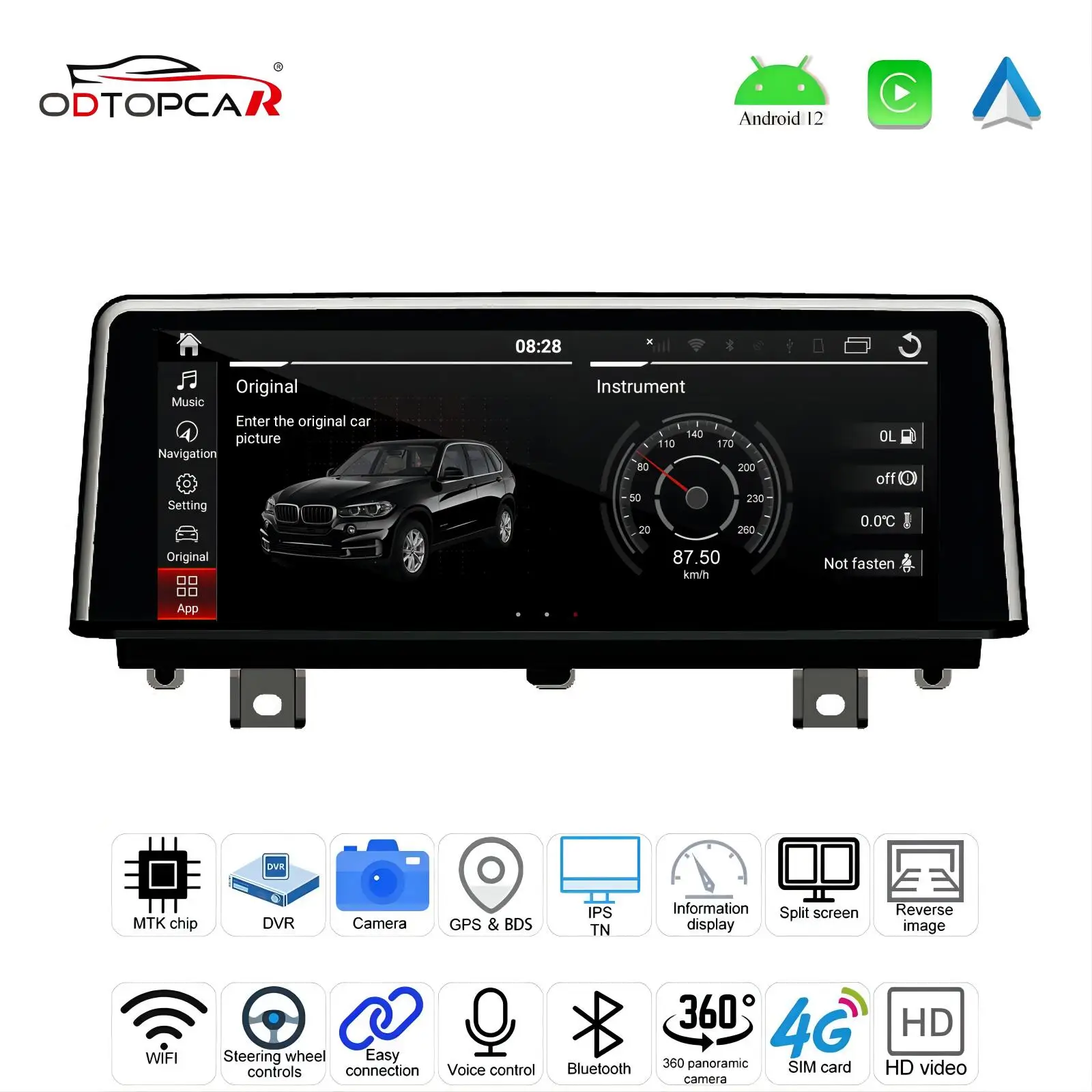 

ODTOPCAR BMW 3 Series Screen Upgrade 10.25 Inch Aftermarket Android Auto CarPlay Installation Navigation GPS 4G Wi-Fi Backup