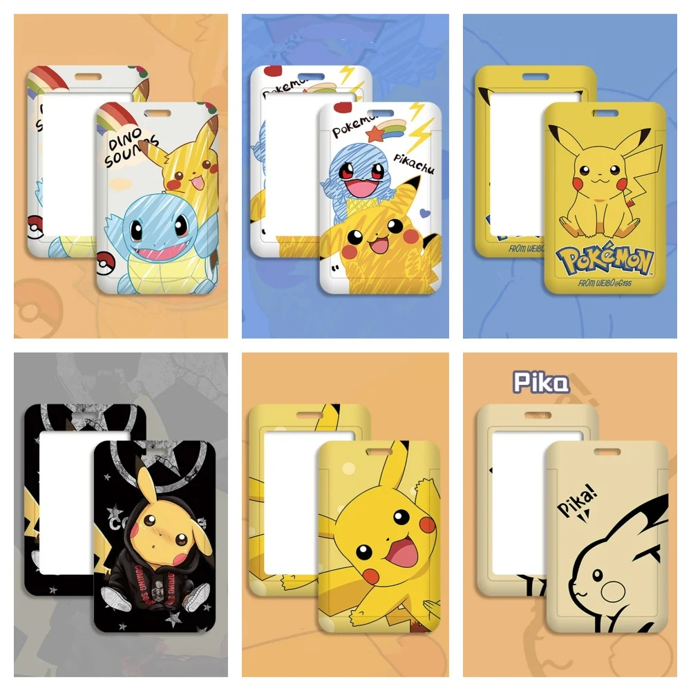 

Kawaii Pokemon Pikachu Lanyard Card Holders Squirtle ID Credit Card Bus Card Student ID Card Plastic Case Ornaments Gifts