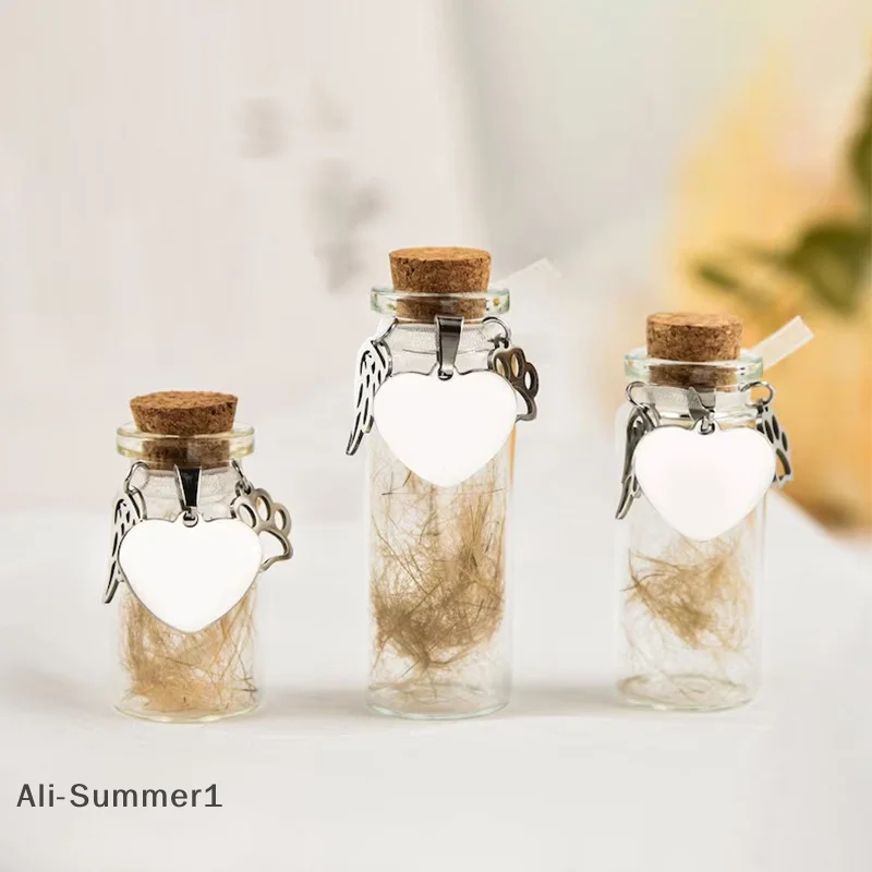 【E】زجاجة تذكارية للحيوانات الأليفة لشعر الحيوانات الأليفة والكلاب والقطط والفراء مع 3 ملحقات فضية حاوية جرة تذكارية للحيوانات الأليفة #1