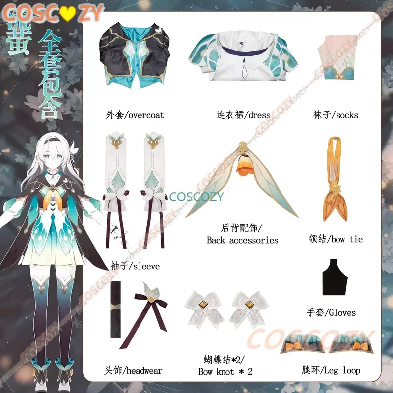 Juego de Cosplay de luciérnaga Honkai: Star Rail Firefly, disfraz de Cosplay, vestido, peluca, conjunto completo, juego de rol para mujer, traje de fiesta de Carnaval para niñas