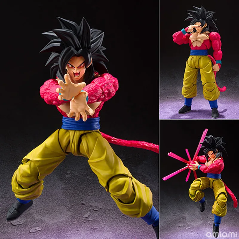 Figura de Dragon Ball SHF SSJ4 Son Goku figura de acción Super Saiyan 4 Goku Anime 16cm colección de PVC modelo ornamental juguetes regalos de muñecas