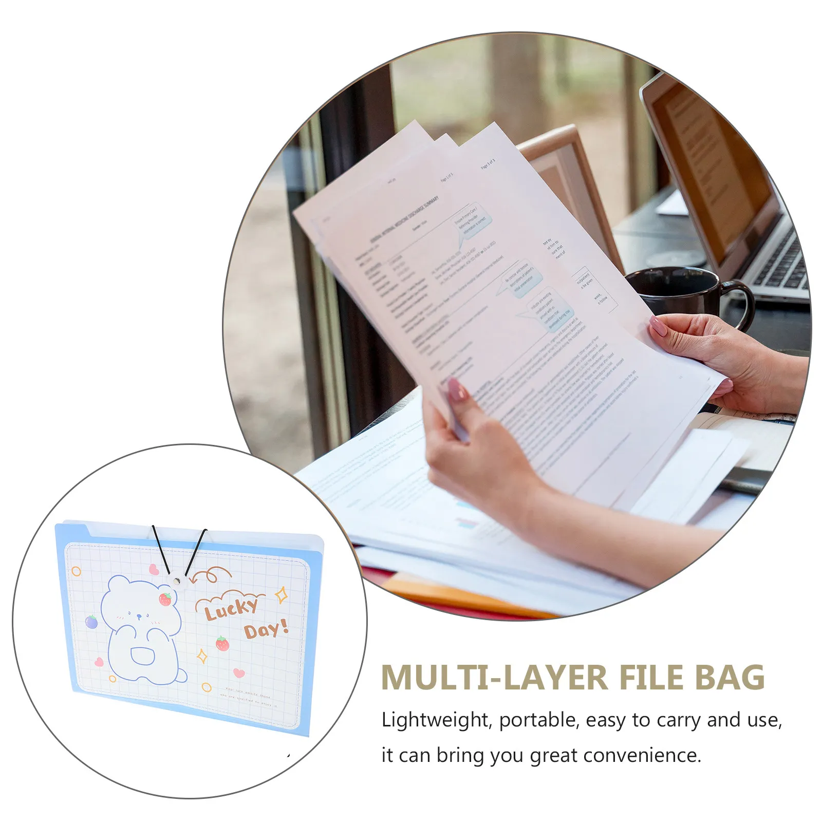

2Pcs Large Capacity Multi-Layer File Folder Portable Document Storage Bag for A4 Papers Bills Receipts Checks Currency Handheld