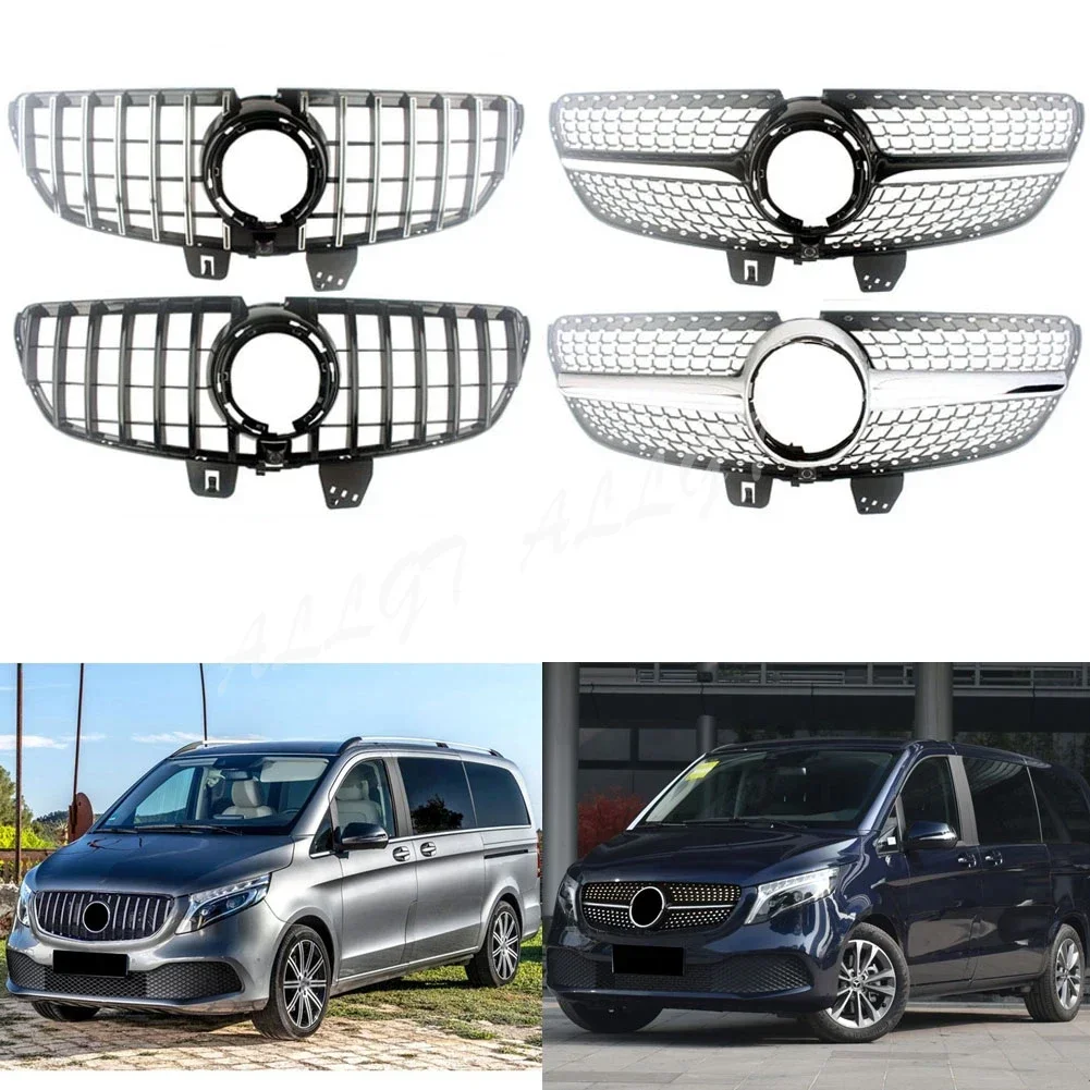 Car Front Racing Facelift Grille Upper Grill For Mercedez-Benz V-Class W447 V220d V250d 2021+ GT Diamond Style Grill