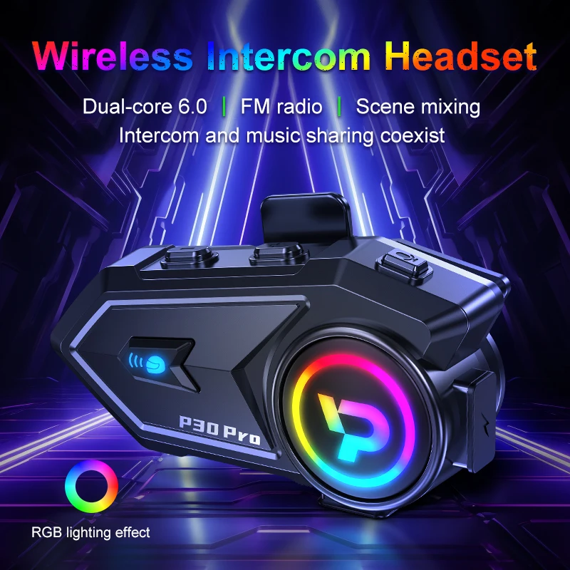 

KEBIDUMEI Motorcycle Helmet Intercom BT6.0 Headset Waterproof Intercomunicador BT Interphone FM Waterproof Earphone For 2 Riders