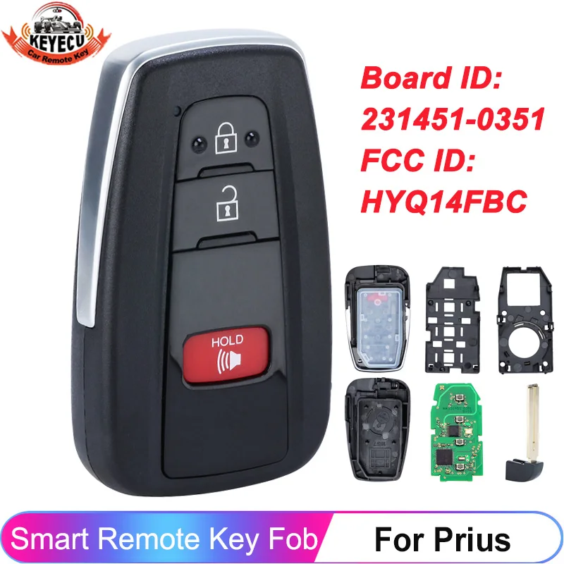 KEYECU 231451 -0351 FCC ID: HYQ14FBC Do Toyota Prius 2016 2017 2018 2019 2020 2021 2022 Smart Remote 8A Chip 314.3MHz Key Fob