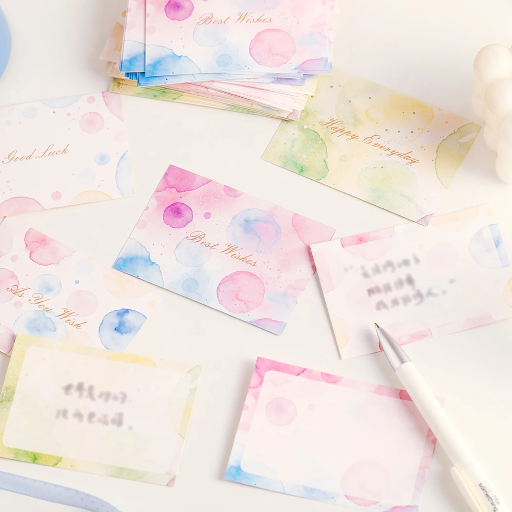 40 Watercolor Bubble Dyeing Art Blessing Card Birthday Gift Matching Message Card Fresh and Healing