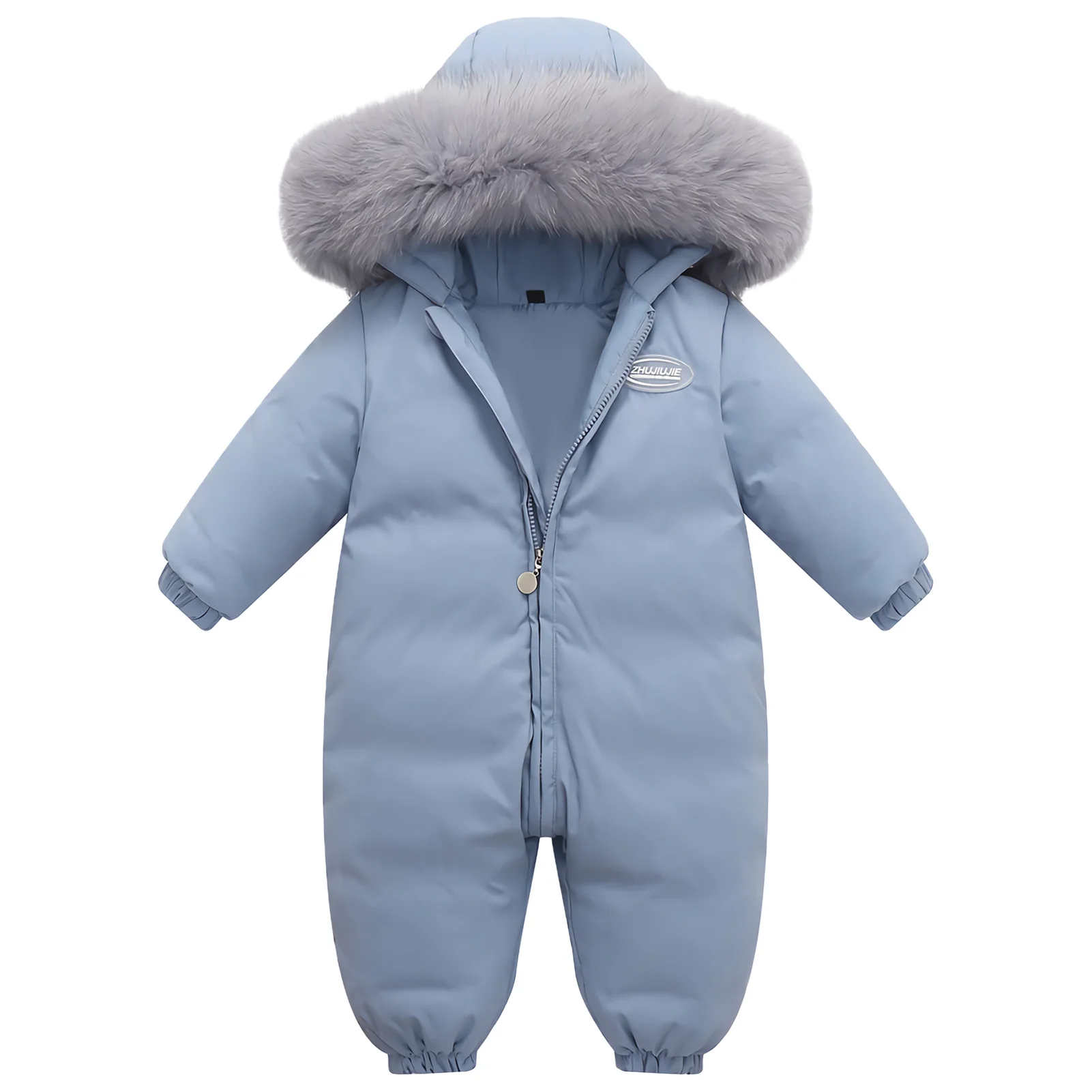 Snow Suits for Toddlers White Duck Down Babies Rompers with Hood Girls Boys Winter Warm Windproof Fur Collar Down Skiing Suits