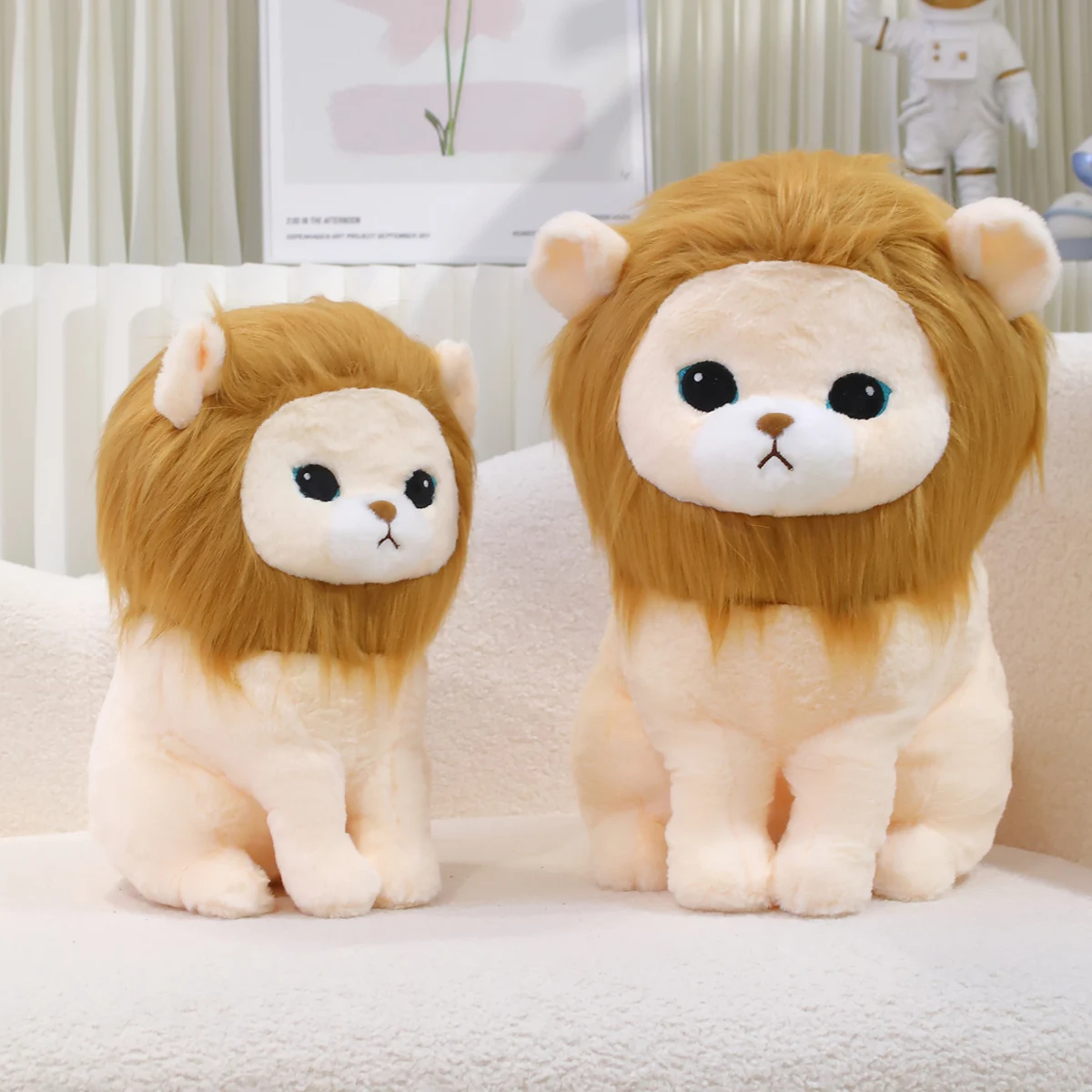 Urocza, miękka maskotka lew, kreatywna zabawka siedząca w leśnym stylu Króla Lwów, poduszka, dekoracja domu, prezent na urodziny.