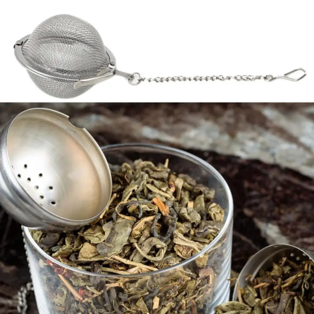 Mesh Tea Strainer Stainless Steel Infuser Strainer Mesh Tea Spoon Locking Spice Egg Shaped Ball Teaware