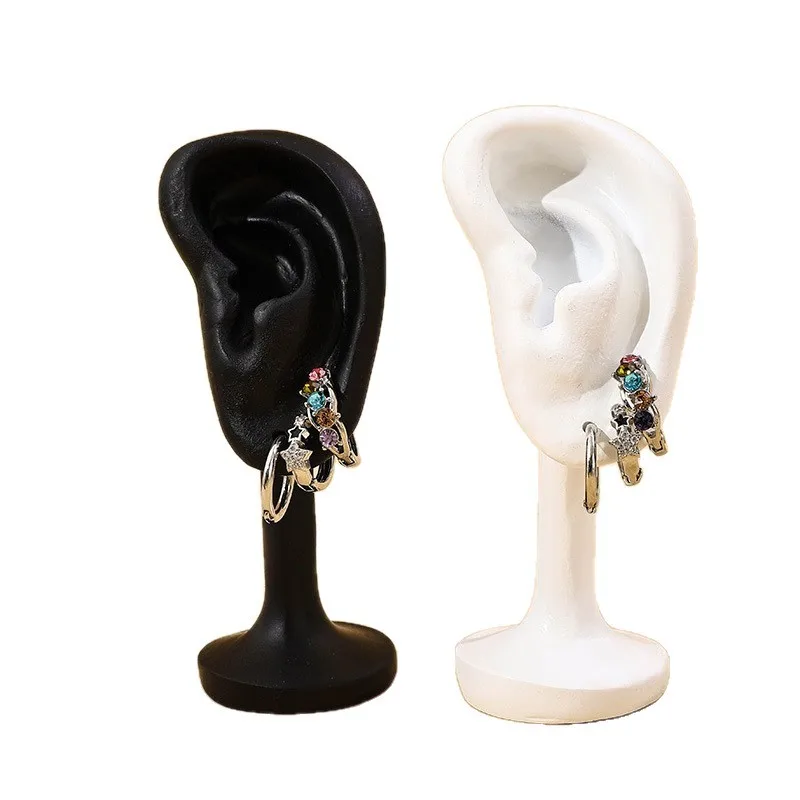 Resin Simulated Human Ear Model Earring Display Mannequin Stand Ear Jewelry Shooting Props for Live Stream Photography Showcase